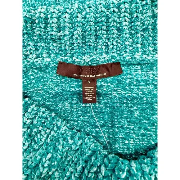 WHBM Teal Green Long Sleeve Cowl Neck Chenille Pullover Size Small NWT - Picture 9 of 9
